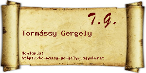 Tormássy Gergely névjegykártya